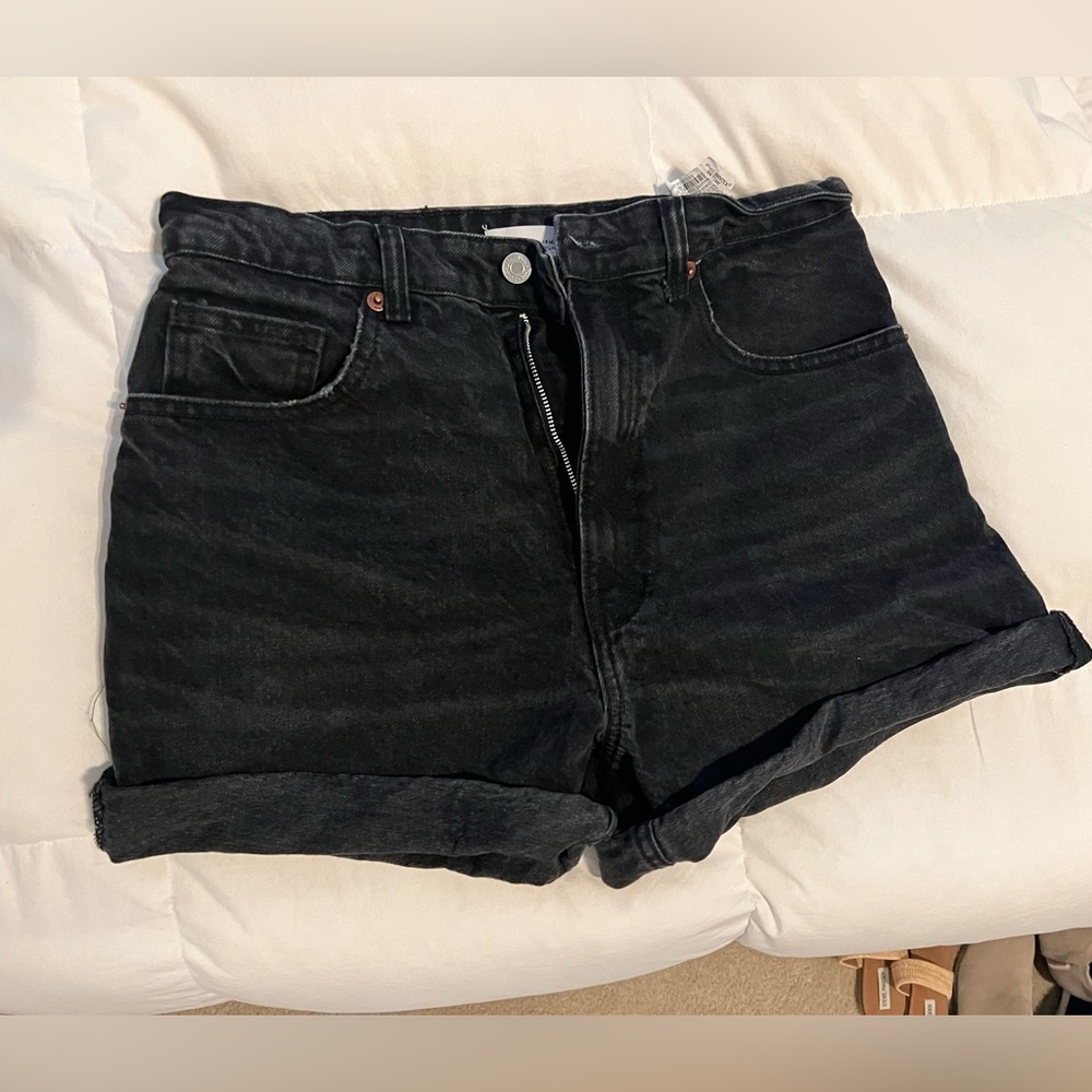 Zara black denim shorts